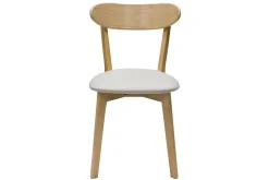Chaises vintage en bois clair chêne et tissu beige (lot de 2) DOVE
