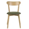 Chaises vintage en bois clair chêne et tissu effet velours texturé vert kaki (lot de 2) DOVE