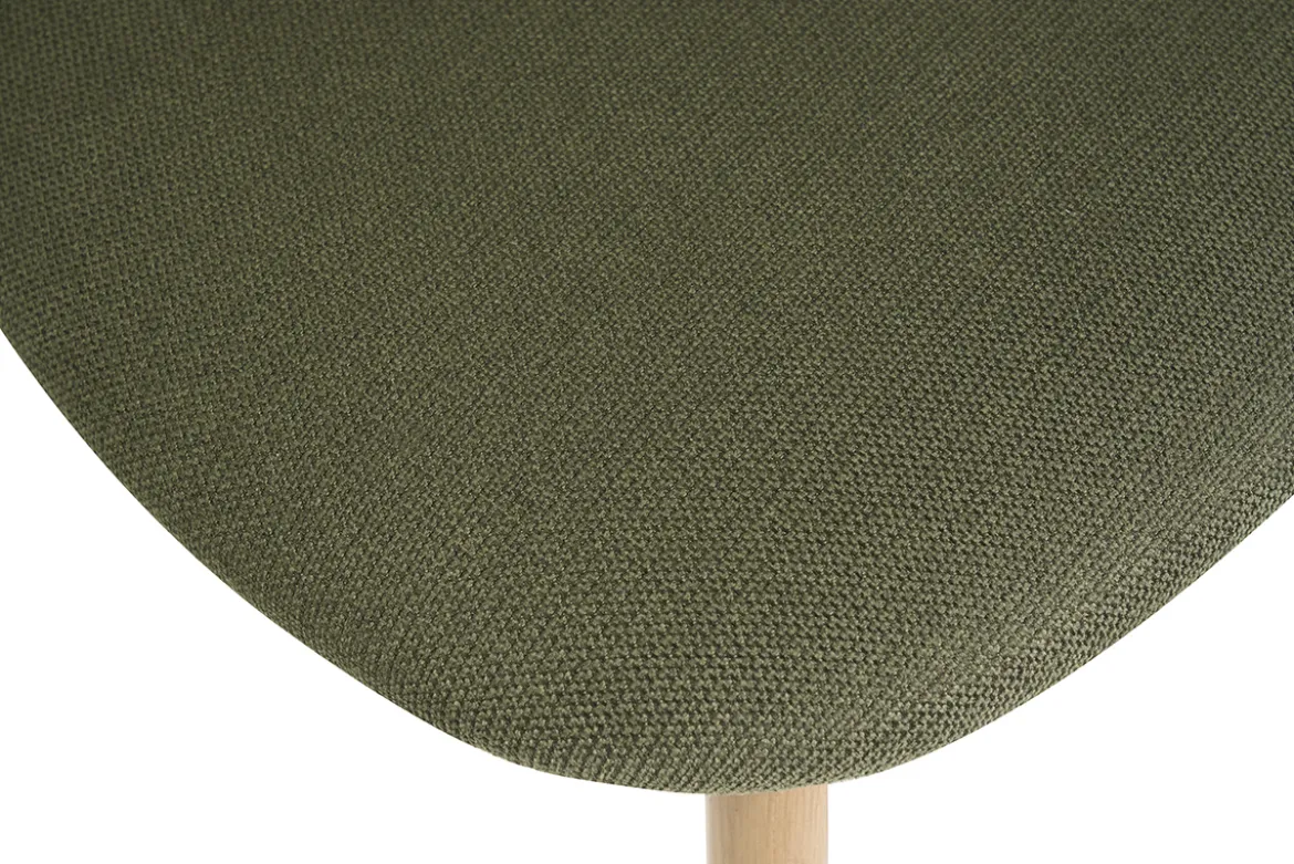 Chaises vintage en bois clair chêne et tissu effet velours texturé vert kaki (lot de 2) DOVE