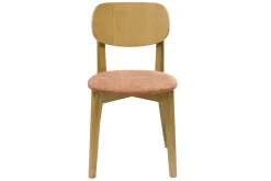 Chaises vintage en bois clair chêne et tissu effet velours terracotta (lot de 2) LUCIA