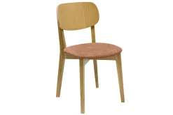 Chaises vintage en bois clair chêne et tissu effet velours terracotta (lot de 2) LUCIA
