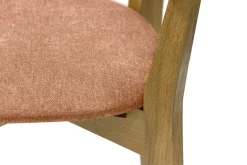 Chaises vintage en bois clair chêne et tissu effet velours terracotta (lot de 2) LUCIA