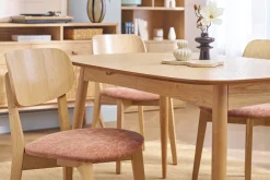 Chaises vintage en bois clair chêne et tissu effet velours terracotta (lot de 2) LUCIA