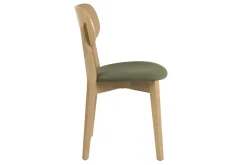 Chaises vintage en bois clair chêne et tissu effet velours texturé vert kaki (lot de 2) LUCIA