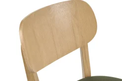 Chaises vintage en bois clair chêne et tissu effet velours texturé vert kaki (lot de 2) LUCIA
