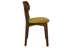 Chaises vintage en bois foncé chêne et tissu effet velours jaune moutarde (lot de 2) LUCIA