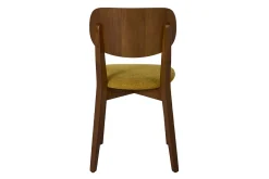 Chaises vintage en bois foncé chêne et tissu effet velours jaune moutarde (lot de 2) LUCIA