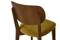 Chaises vintage en bois foncé chêne et tissu effet velours jaune moutarde (lot de 2) LUCIA