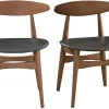 Chaises vintage en bois foncé et noir (lot de 2) WALFORD