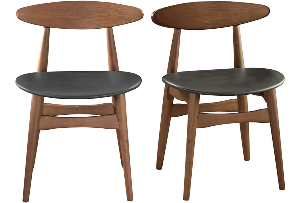 Chaises vintage en bois foncé et noir (lot de 2) WALFORD