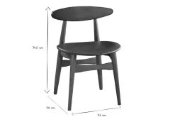 Chaises vintage en bois foncé et noir (lot de 2) WALFORD