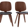 Chaises vintage en bois foncé et noir (lot de 2) BECK