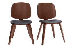 Chaises vintage en bois foncé et noir (lot de 2) BECK