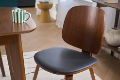 Chaises vintage en bois foncé et noir (lot de 2) BECK