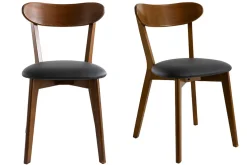 Chaises vintage en bois foncé et noir (lot de 2) DOVE