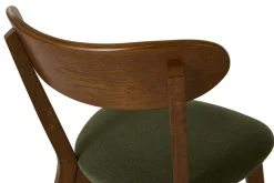 Chaises vintage en bois foncé et tissu effet velours texturé vert kaki (lot de 2) DOVE