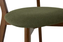 Chaises vintage en bois foncé et tissu effet velours texturé vert kaki (lot de 2) DOVE