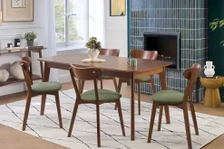 Chaises vintage en bois foncé et tissu effet velours texturé vert kaki (lot de 2) DOVE