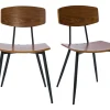 Chaises vintage en bois foncé noyer et métal noir (lot de 2) JOLINE