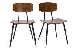 Chaises vintage en bois foncé noyer et métal noir (lot de 2) JOLINE