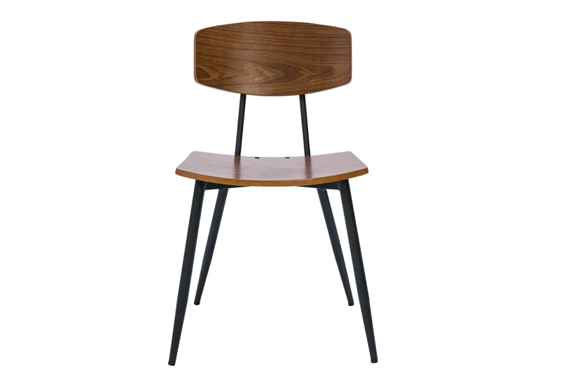 Chaises vintage en bois foncé noyer et métal noir (lot de 2) JOLINE