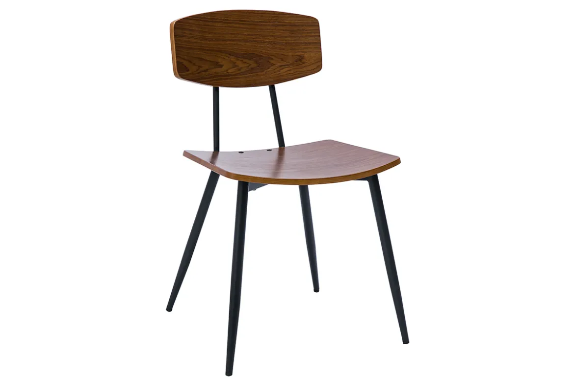 Chaises vintage en bois foncé noyer et métal noir (lot de 2) JOLINE