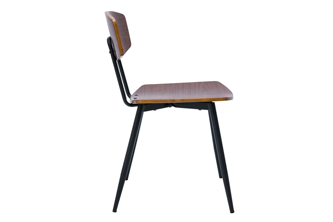 Chaises vintage en bois foncé noyer et métal noir (lot de 2) JOLINE