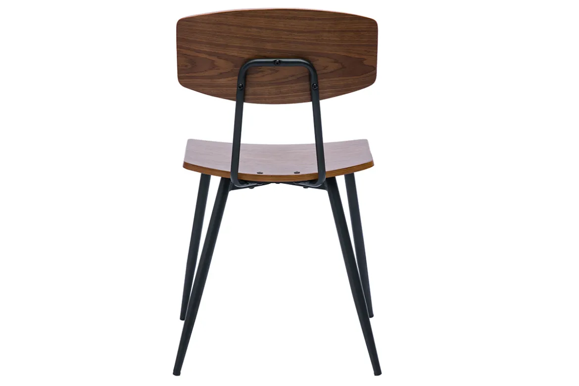 Chaises vintage en bois foncé noyer et métal noir (lot de 2) JOLINE