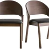 Chaises vintage en bois foncé noyer et assises noires (lot de 2) AVALON