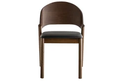 Chaises vintage en bois foncé noyer et assises noires (lot de 2) AVALON