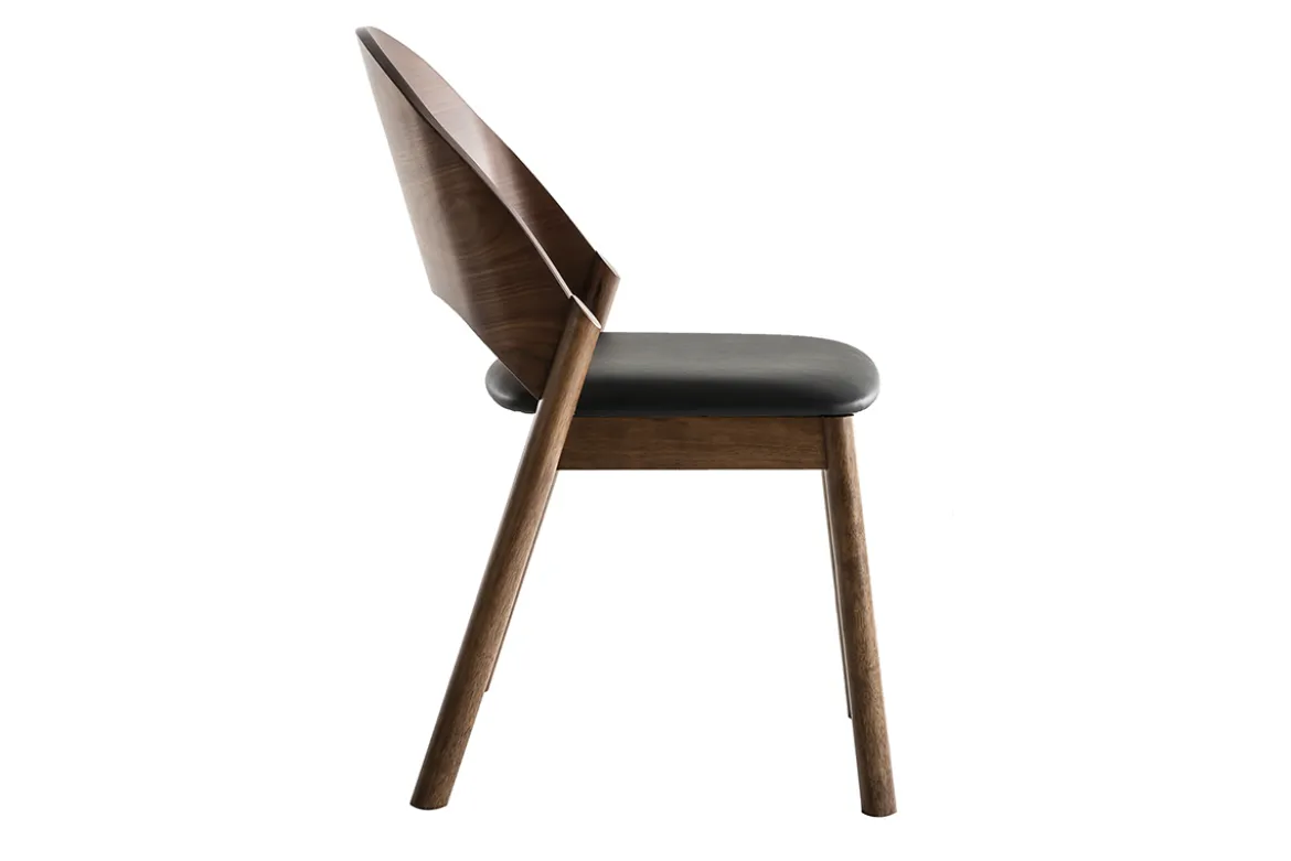 Chaises vintage en bois foncé noyer et assises noires (lot de 2) AVALON