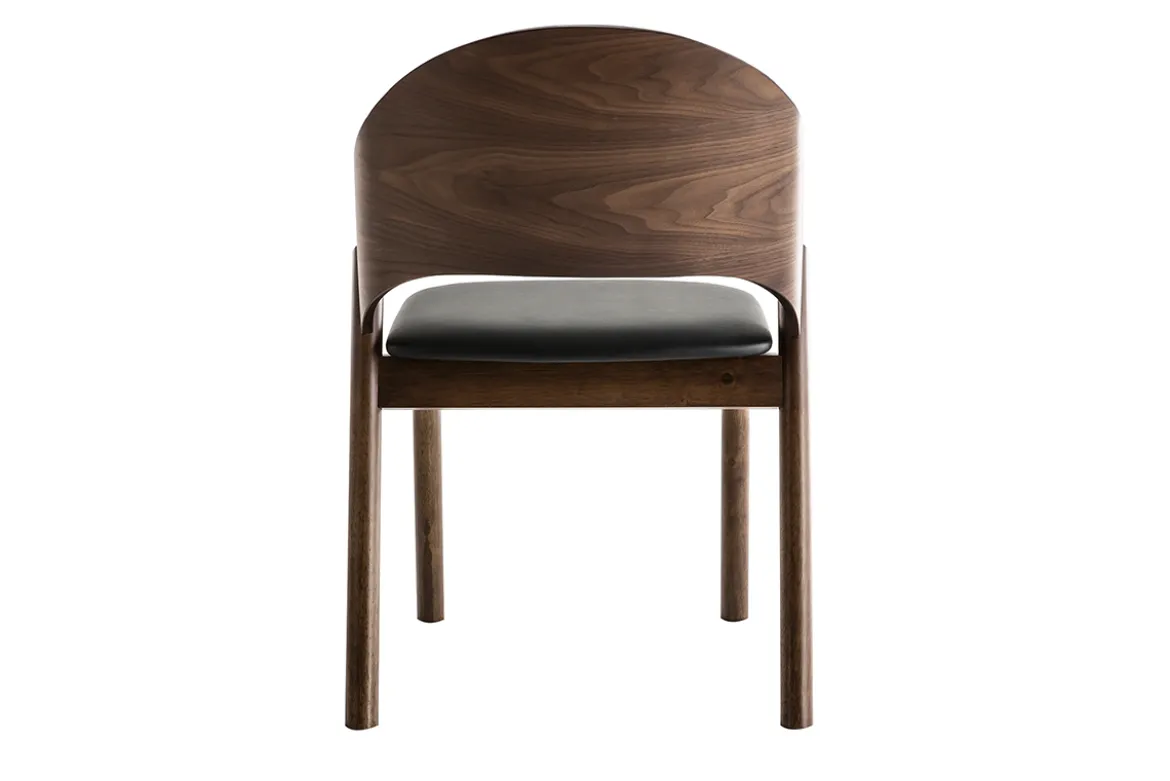 Chaises vintage en bois foncé noyer et assises noires (lot de 2) AVALON