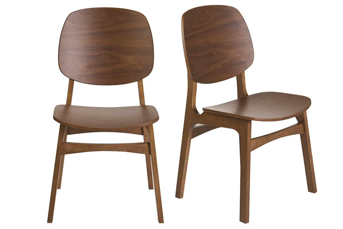 Chaises vintage en bois foncé noyer (lot de 2) SOQUETTE