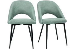 Chaises vintage en tissu effet velours texturé vert céladon et métal noir (lot de 2) COSETTE