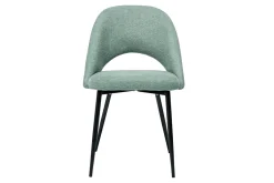 Chaises vintage en tissu effet velours texturé vert céladon et métal noir (lot de 2) COSETTE