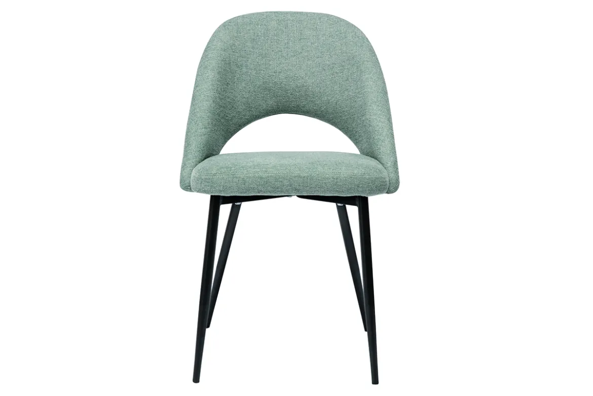 Chaises vintage en tissu effet velours texturé vert céladon et métal noir (lot de 2) COSETTE