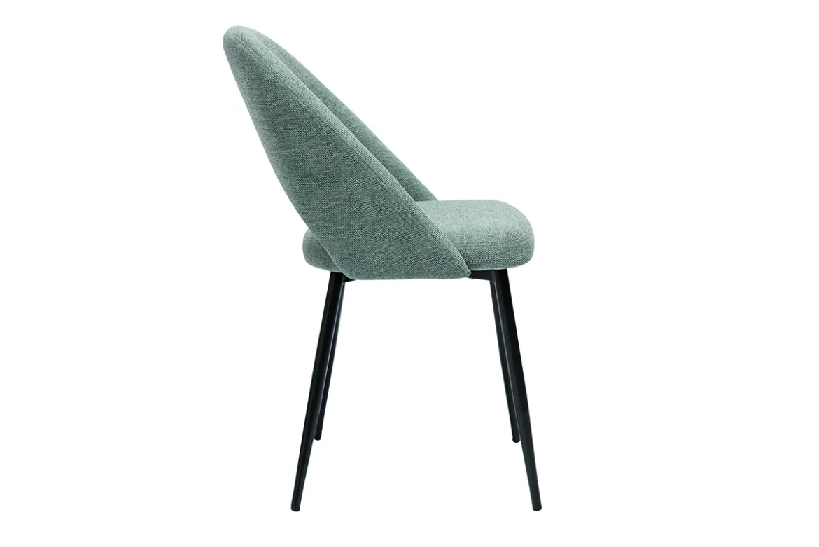 Chaises vintage en tissu effet velours texturé vert céladon et métal noir (lot de 2) COSETTE