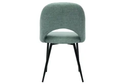 Chaises vintage en tissu effet velours texturé vert céladon et métal noir (lot de 2) COSETTE