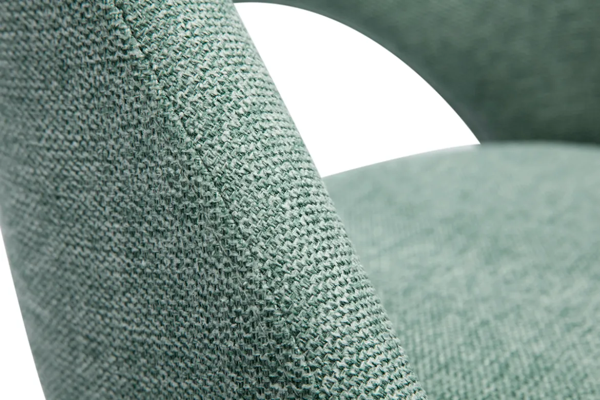 Chaises vintage en tissu effet velours texturé vert céladon et métal noir (lot de 2) COSETTE