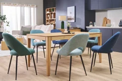 Chaises vintage en tissu effet velours texturé vert céladon et métal noir (lot de 2) COSETTE