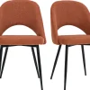 Chaises vintage en tissu effet velours texturé terre brûlée et métal noir (lot de 2) COSETTE