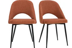 Chaises vintage en tissu effet velours texturé terre brûlée et métal noir (lot de 2) COSETTE