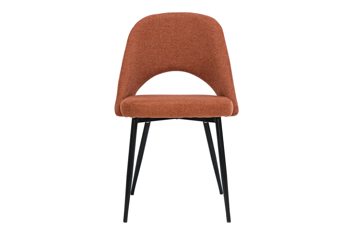Chaises vintage en tissu effet velours texturé terre brûlée et métal noir (lot de 2) COSETTE