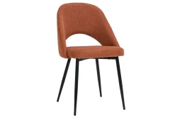 Chaises vintage en tissu effet velours texturé terre brûlée et métal noir (lot de 2) COSETTE