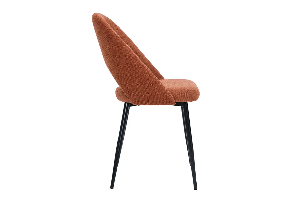 Chaises vintage en tissu effet velours texturé terre brûlée et métal noir (lot de 2) COSETTE