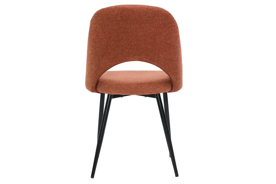 Chaises vintage en tissu effet velours texturé terre brûlée et métal noir (lot de 2) COSETTE