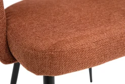 Chaises vintage en tissu effet velours texturé terre brûlée et métal noir (lot de 2) COSETTE