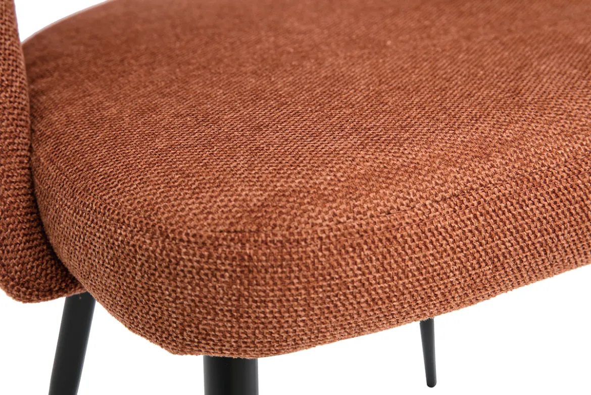 Chaises vintage en tissu effet velours texturé terre brûlée et métal noir (lot de 2) COSETTE