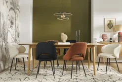 Chaises vintage en tissu effet velours texturé terre brûlée et métal noir (lot de 2) COSETTE
