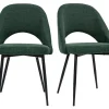 Chaises vintage en tissu effet velours texturé vert et métal noir (lot de 2) COSETTE